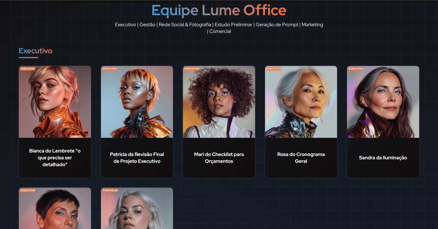 Interface do LUME Office com quadro kanban para gestão de projetos arquitetônicos